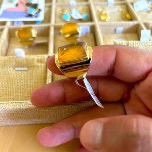 Gold plated 925 silver Ambar gemstone
